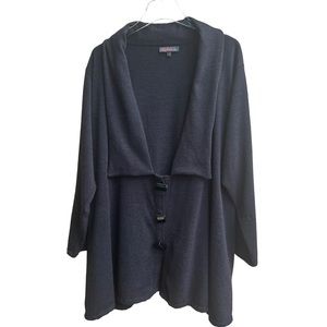 Elie Bonnie Black Big Rectangular Buttons Lagenlook Cardigan Sweater size 24